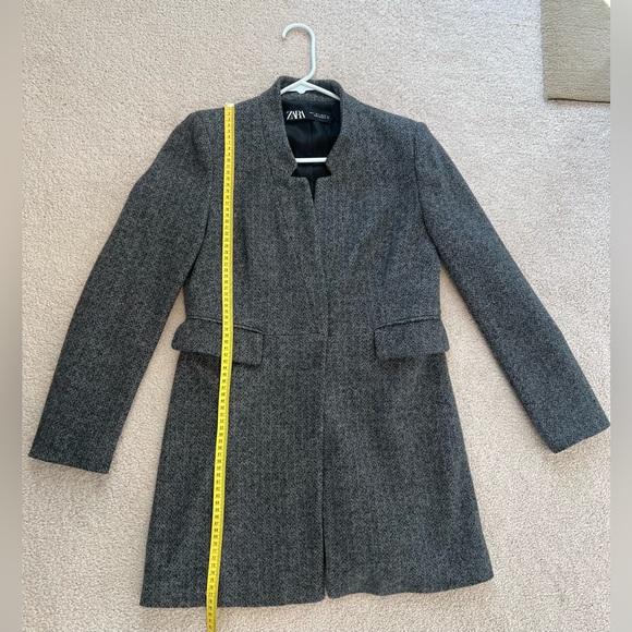 Zara Tweed Grey Very Fattering Coat Size S - Picture 9 of 9